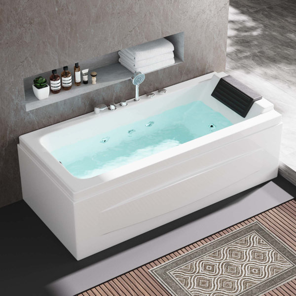 MYDUD 67'' x 37.4'' Whirlpool Bathtub Alcove,DropIn Tile In Whirlpool